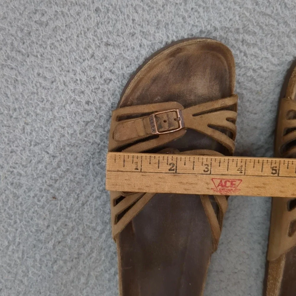 Birkenstock Sandals Womens Size 8 Brown Suede Slide Comfort Strappy Footbed